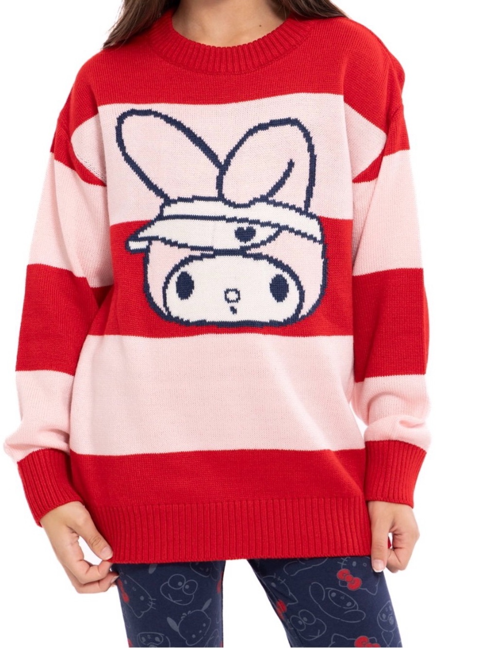 Wonder Nation Sanrio My Melody Red Pink Striped Pullover Sweater Girls XS 4-5